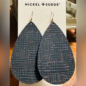 Women’s Nickel and Suede Oxford Trellis Earrings